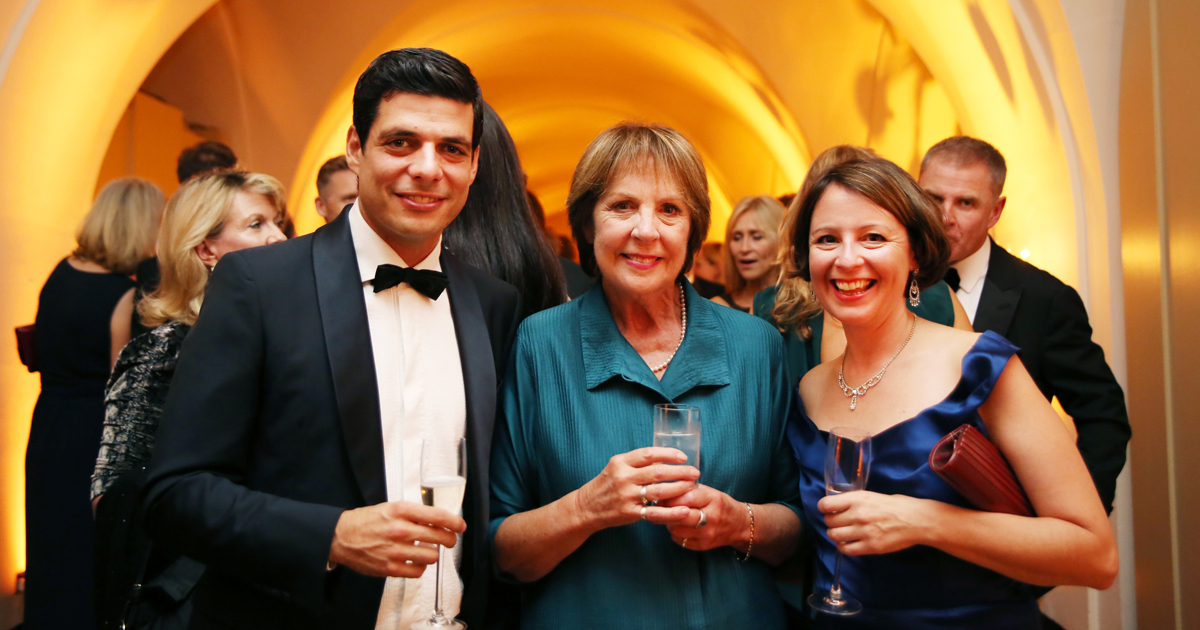 Actress Dame Penelope Wilton and supporter Richard Perlhagen enjoying the evening at Banqueting House